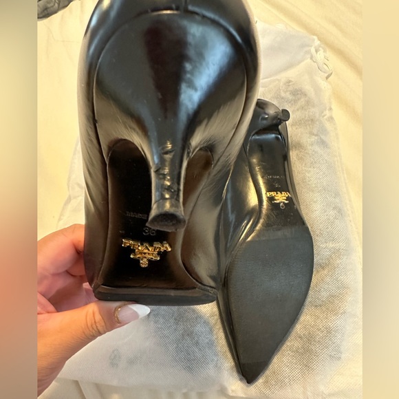 PRADA Safiano leather pointy toe black kitten heel sz 36 - Picture 6 of 10